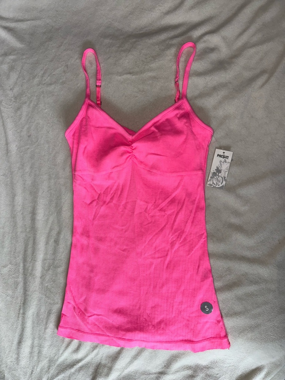 PacSun Kirra Hot Pink Slim Fir Ribbed Cami with Adjustable Straps and shelf bra